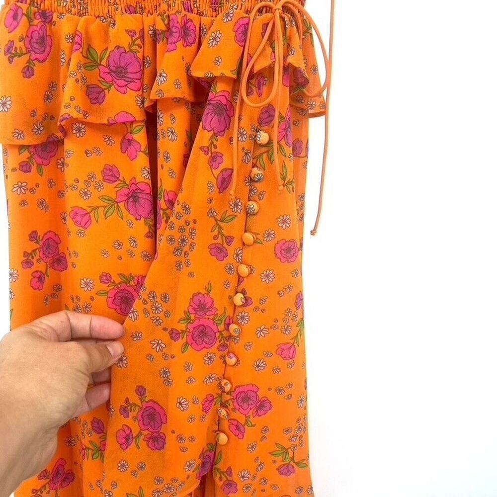 For Love & Lemons Peony High Low Floral Midi Dress Size M Adjustable Straps - Picture 8 of 11